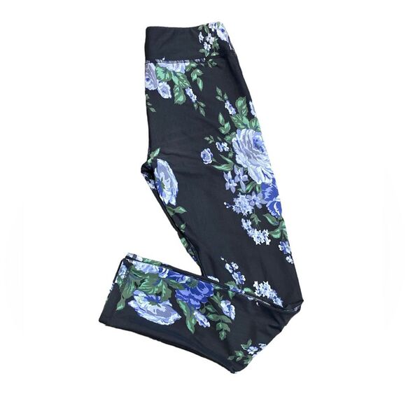 Albion Size Small Fit Intention Compression Leggings in Purple Gray Floral - Picture 4 of 8